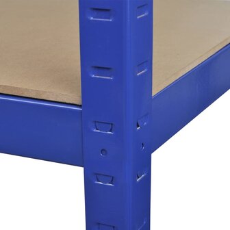 Opbergrek 5-laags staal en bewerkt hout blauw 6
