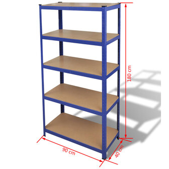 Opbergrek 5-laags staal en bewerkt hout blauw 7