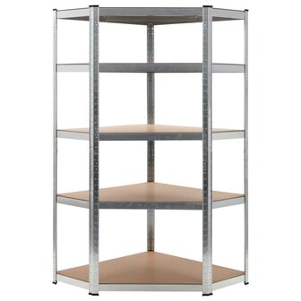 Hoekrek 5-laags staal en bewerkt hout zilverkleurig 1