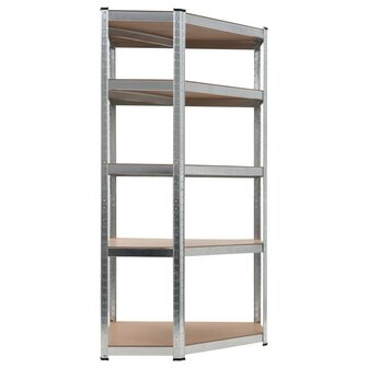 Hoekrek 5-laags staal en bewerkt hout zilverkleurig 2