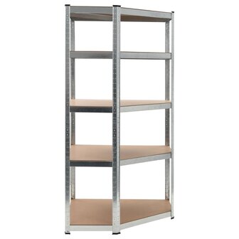 Hoekrek 5-laags staal en bewerkt hout zilverkleurig 3