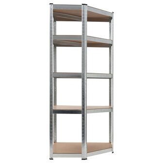 Hoekrek 5-laags staal en bewerkt hout zilverkleurig 2