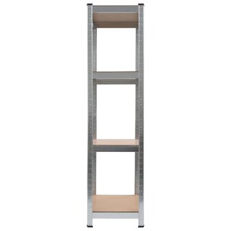 Opbergrek 4-laags 2 st staal &amp; bewerkt hout zilverkleurig 4