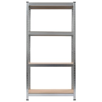 Opbergrek 4-laags 2 st staal &amp; bewerkt hout zilverkleurig 5