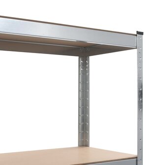 Opbergrek 4-laags 2 st staal &amp; bewerkt hout zilverkleurig 8