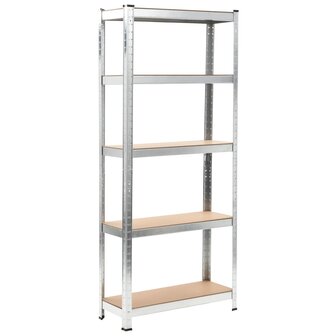 Opbergrek 5-laags staal en bewerkt hout zilverkleurig 1