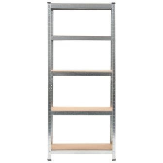 Opbergrek 5-laags staal en bewerkt hout zilverkleurig 2