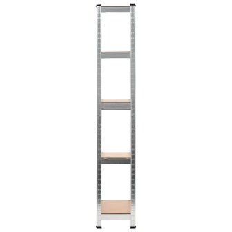 Opbergrek 5-laags staal en bewerkt hout zilverkleurig 3