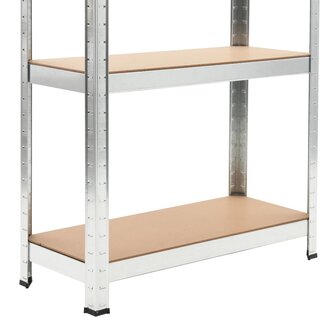 Opbergrek 5-laags staal en bewerkt hout zilverkleurig 8