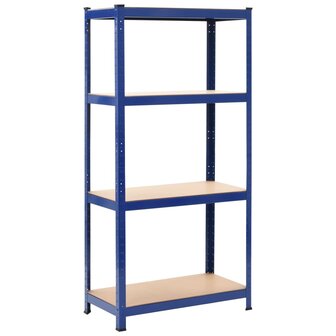 Opbergrek 4-laags staal en bewerkt hout blauw 1
