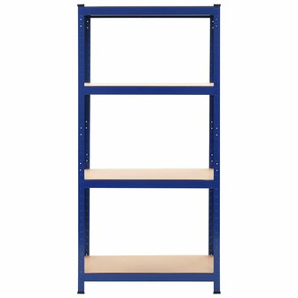 Opbergrek 4-laags staal en bewerkt hout blauw 2