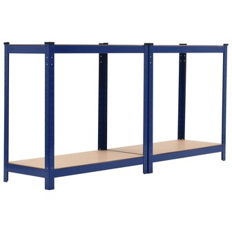 Opbergrek 4-laags staal en bewerkt hout blauw 4