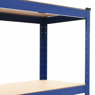 Opbergrek 4-laags staal en bewerkt hout blauw 5