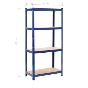 Opbergrek 4-laags staal en bewerkt hout blauw 9
