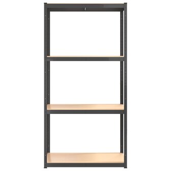 Opbergrek 4-laags staal en bewerkt hout antracietkleurig 4
