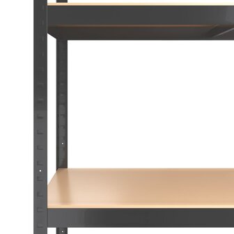 Opbergrek 4-laags 2 st staal en bewerkt hout antracietkleurig 8