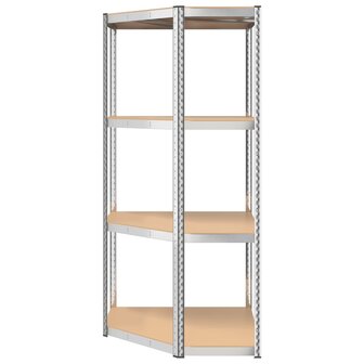 Hoekrek 4-laags staal en bewerkt hout zilverkleurig 5