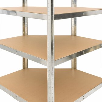 Hoekrek 4-laags staal en bewerkt hout zilverkleurig 8