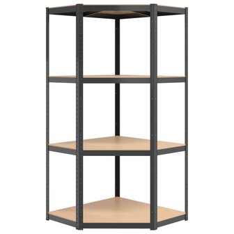 Opbergrek 4-laags staal en bewerkt hout antracietkleurig 4