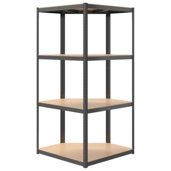 Opbergrek 4-laags staal en bewerkt hout antracietkleurig 6