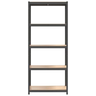 Opbergrek 5-laags staal &amp; bewerkt hout antracietkleurig 4