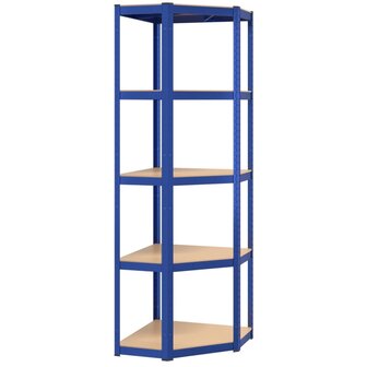 Hoekrek 5-laags staal en bewerkt hout blauw 2