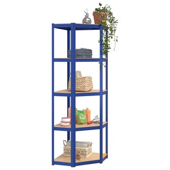 Hoekrek 5-laags staal en bewerkt hout blauw 3