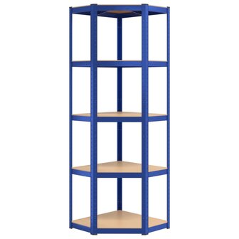 Hoekrek 5-laags staal en bewerkt hout blauw 4