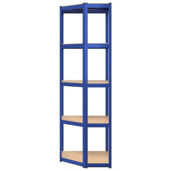 Hoekrek 5-laags staal en bewerkt hout blauw 5