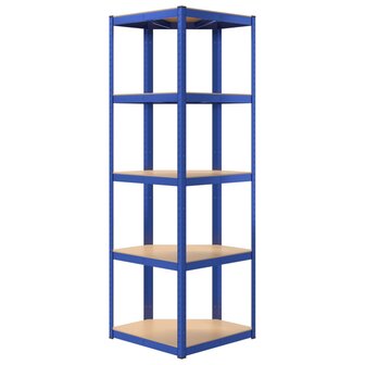Hoekrek 5-laags staal en bewerkt hout blauw 6