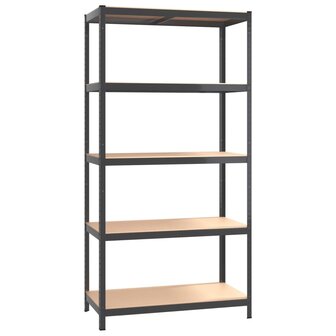 Opbergrek 5-laags staal &amp; bewerkt hout antracietkleurig 2