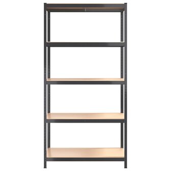 Opbergrek 5-laags staal &amp; bewerkt hout antracietkleurig 4