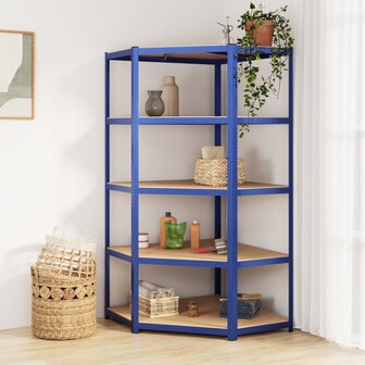 Hoekrek 5-laags staal &amp; bewerkt hout antracietkleurig 1