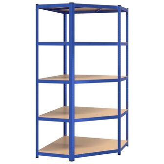 Hoekrek 5-laags staal &amp; bewerkt hout antracietkleurig 2