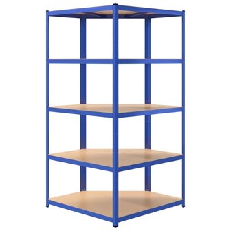 Hoekrek 5-laags staal &amp; bewerkt hout antracietkleurig 6