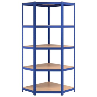Hoekrek 5-laags staal en bewerkt hout blauw 4