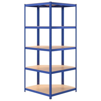 Hoekrek 5-laags staal en bewerkt hout blauw 6