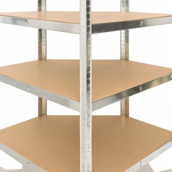 Hoekrek robuust 5-laags staal en bewerkt hout zilverkleurig 7
