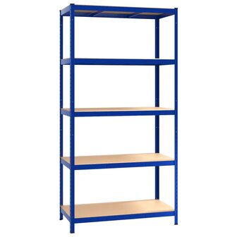 Opbergrek 5-laags staal en bewerkt hout blauw 2