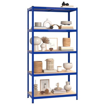 Opbergrek 5-laags staal en bewerkt hout blauw 3