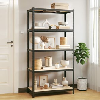 Opbergrek 5-laags staal en bewerkt hout antracietkleurig 1