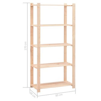 Opbergrek 5-laags 80x38x170 cm massief grenenhout 250 kg 7