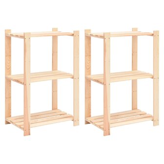 Opbergrekken 3-laags 2 st 60x38x90 cm massief grenenhout 150 kg 1