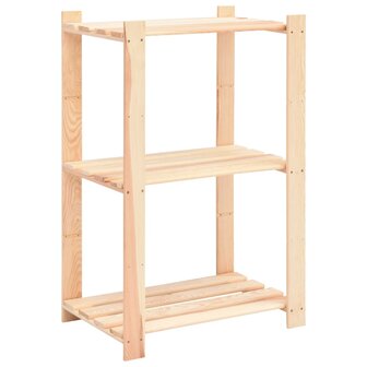 Opbergrekken 3-laags 2 st 60x38x90 cm massief grenenhout 150 kg 3