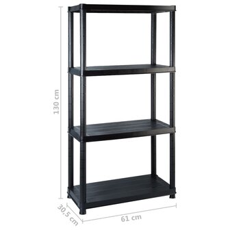 Opbergrek 4-laags 122x30,5x130 cm kunststof zwart 7