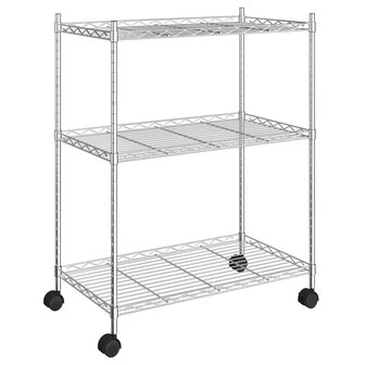 Opbergrek met wielen 3-laags 150 kg 60x35x81 cm chroomkleurig 2