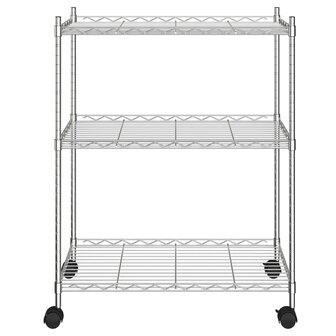 Opbergrek met wielen 3-laags 150 kg 60x35x81 cm chroomkleurig 3