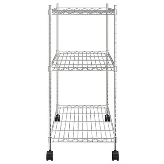 Opbergrek met wielen 3-laags 150 kg 60x35x81 cm chroomkleurig 4