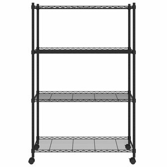 Opbergrek 4-laags met wielen 200 kg 90x35x142 cm zwart 3