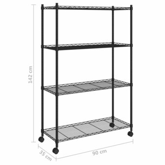 Opbergrek 4-laags met wielen 200 kg 90x35x142 cm zwart 7